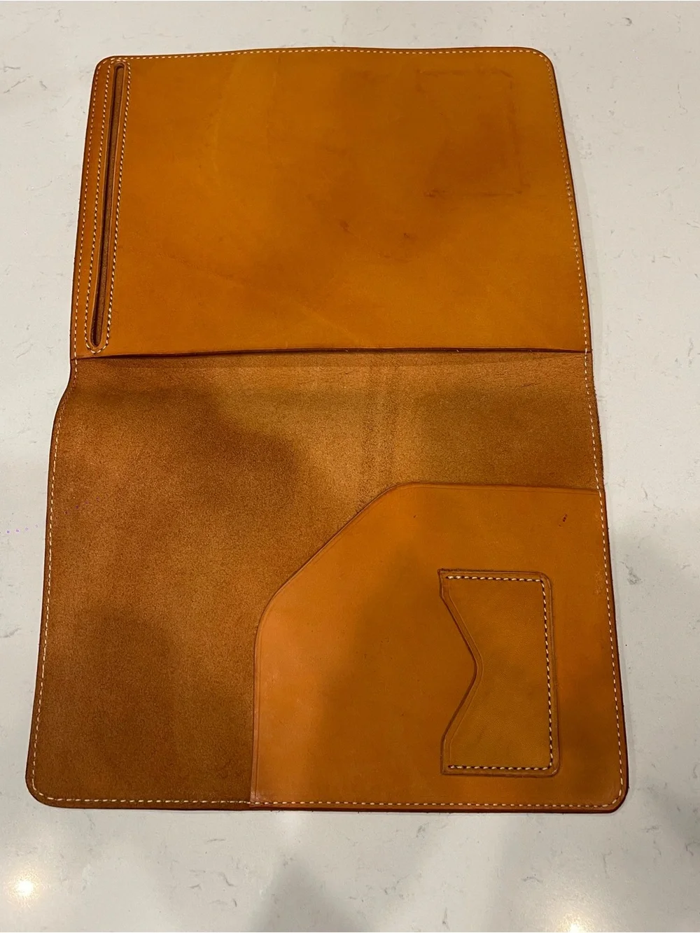 Tucker & Byrd tan leather portfolio